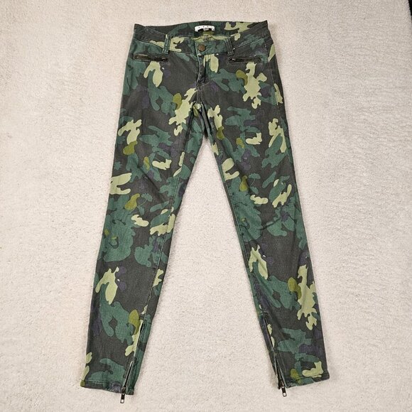 CAbi Pants - CAbi Jeans Women's Size 2 Camo Green Skinny Ankle Zippers Military Outdoors